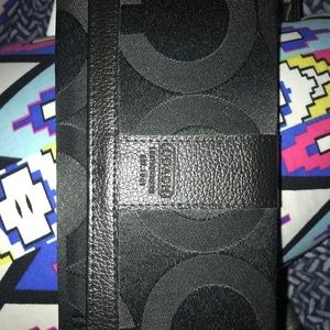 Coach trifold black and grey wallet